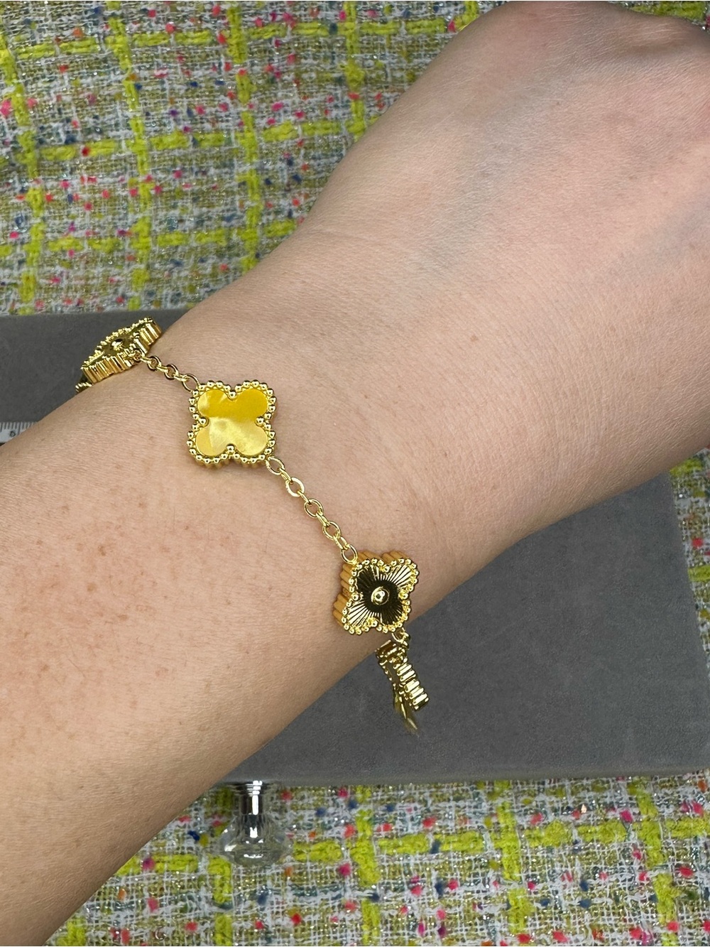Gold Flower Charm Bracelet - Women